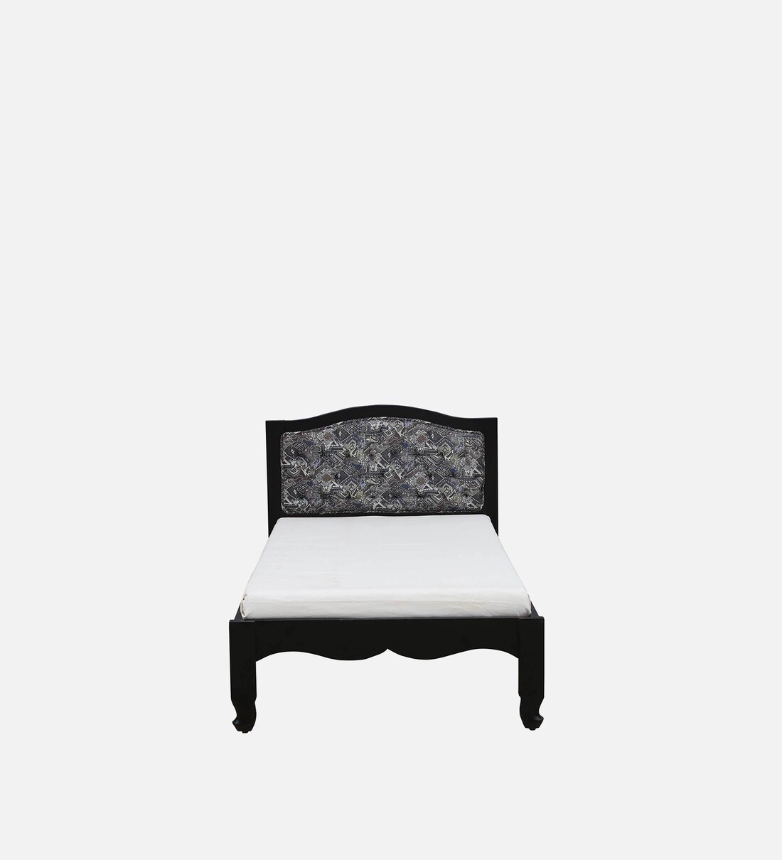 Buy Amiens Solid Wood Single Bed with upholstered Headrest in Dark
