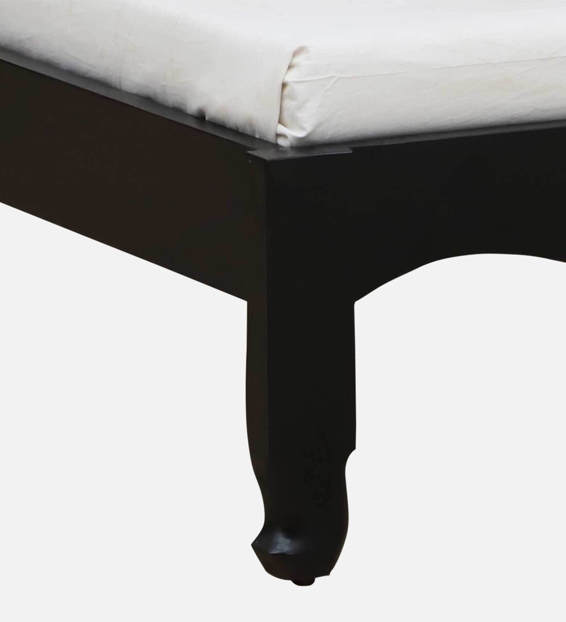 Buy Amiens Solid Wood Single Bed with upholstered Headrest in Dark