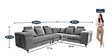 Amanda Fabric 6 Seater Corner Sofa in Light Grey Colour
