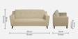 Amanda Fabric 3 Seater Sofa In Beige Colour