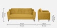 Amanda Fabric 3 Seater Sofa In Camel Yellow Colour