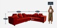 Amanda Fabric LHS Sectional Sofa in Red Colour