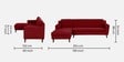 Amanda Fabric RHS Sectional Sofa (3 + Lounger) In Garnet Red Colour