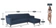 Amanda Fabric LHS Sectional Sofa (3 + Lounger) In Navy Blue Colour
