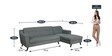 Amanda Fabric LHS Sectional Sofa (3 + Lounger) In Steel Grey Colour