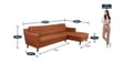 Amanda Leatherette LHS Sectional Sofa (3 + Lounger) In Tan Colour