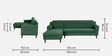 Amanda Fabric Fabric RHS Sectional Sofa (3 + Lounger) In Mint Green Colour