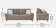 Amsterdam Fabric 3 Seater Sofa in Grey Colour