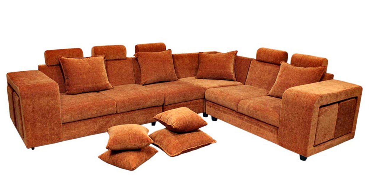 Buy Amanda Corner Sofa In Orange Colour By Primrose Online Modern LHS