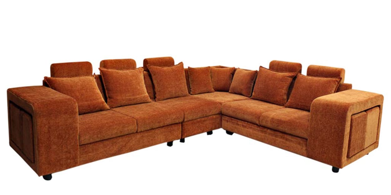 Buy Amanda Fabric LHS Sectional Sofa in Orange Colour by Primrose ...