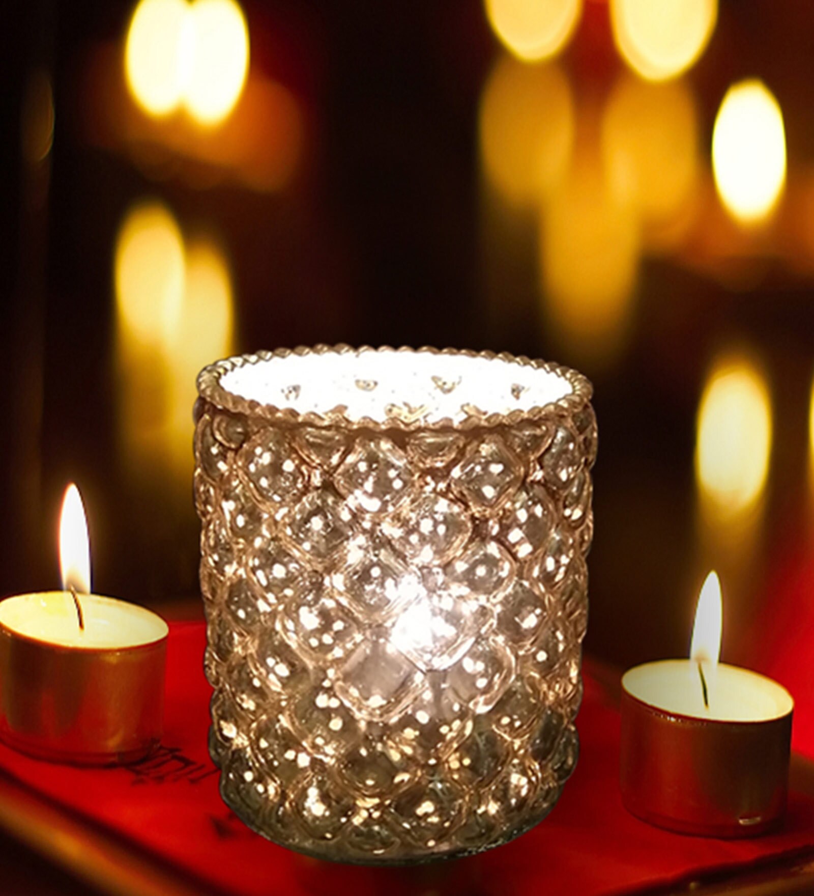 Buy Amagi Silver Glass Table Tea Light Holder Set of 3 at 38% OFF by ...