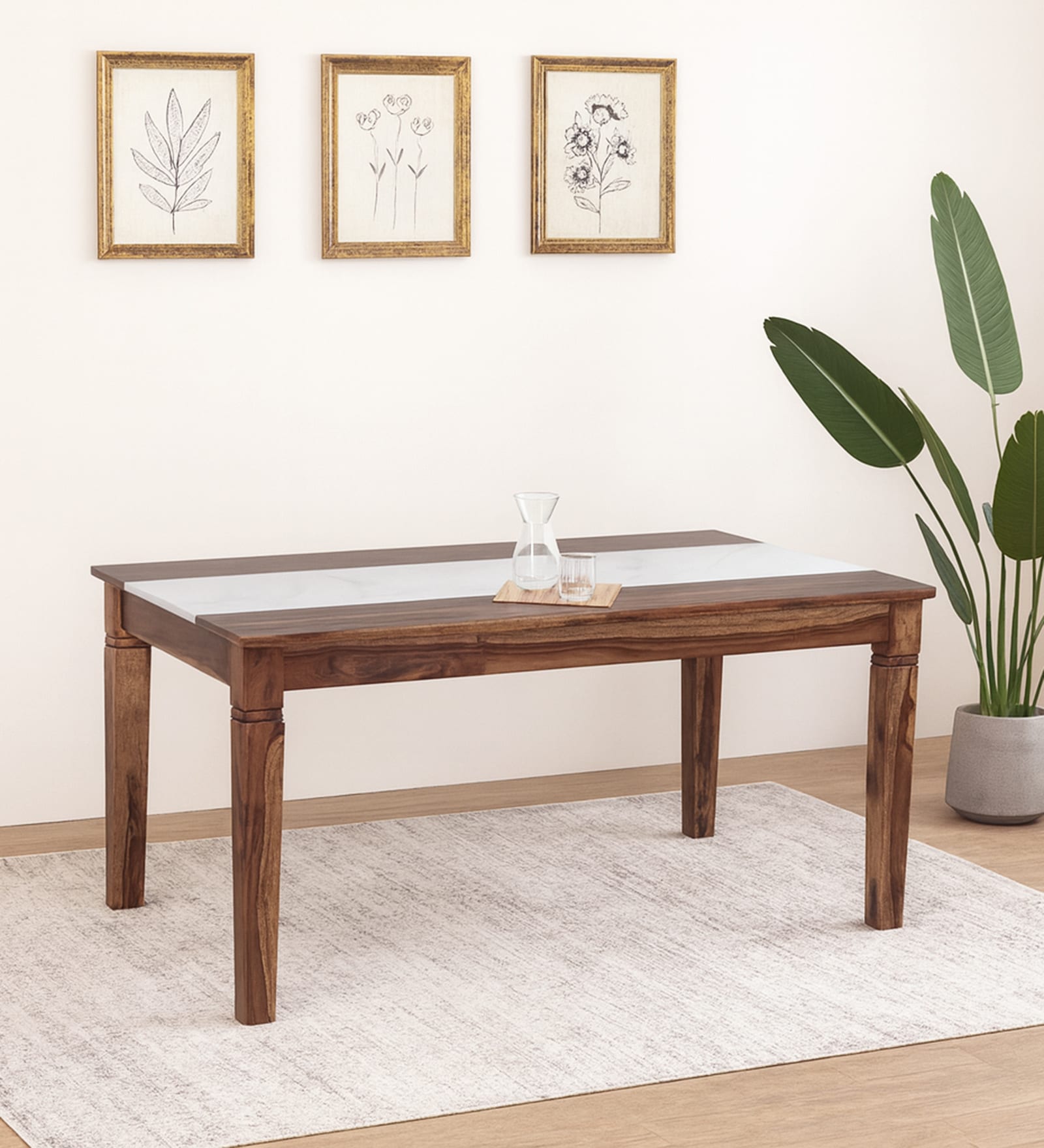 Amalfi Sheesham Wood 6 Seater Dining Table in Provincial Teak Finish