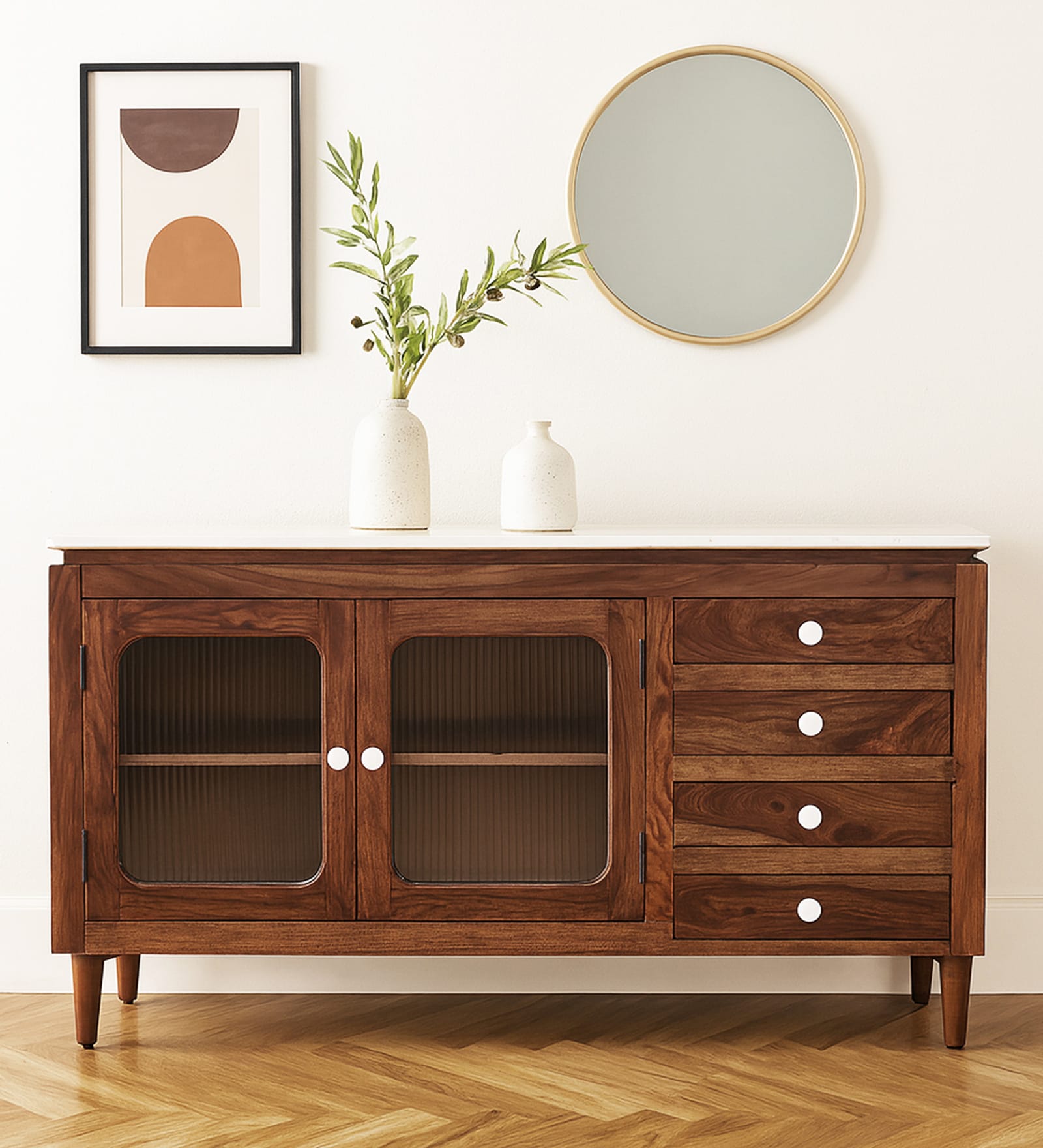 Amalfi Sheesham Wood Sideboard In Provincial Teak Finish