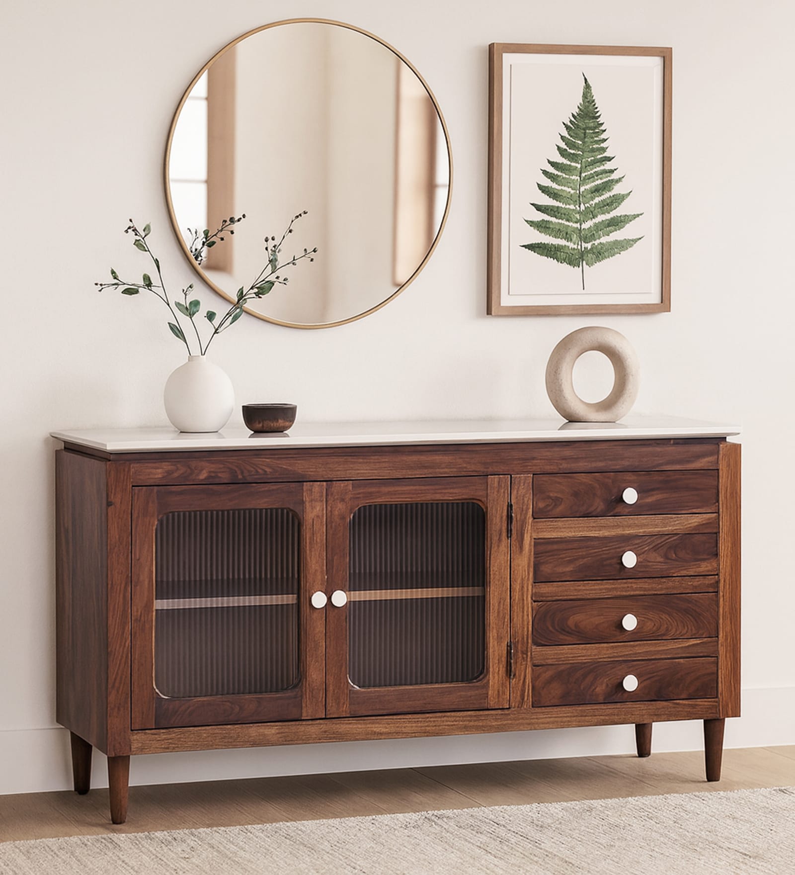 Amalfi Sheesham Wood Sideboard In Provincial Teak Finish