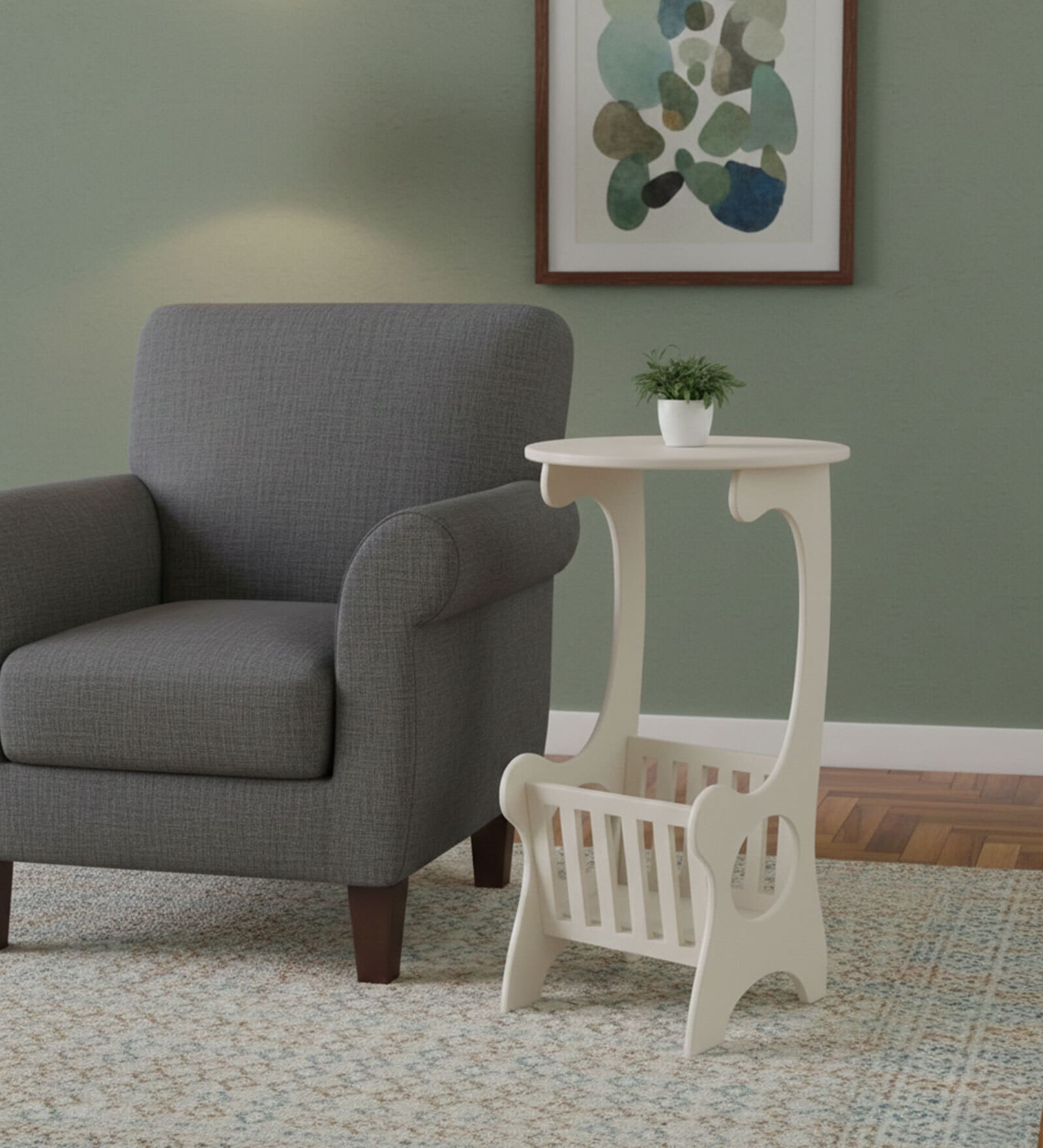 Amalia End Table in White Finish