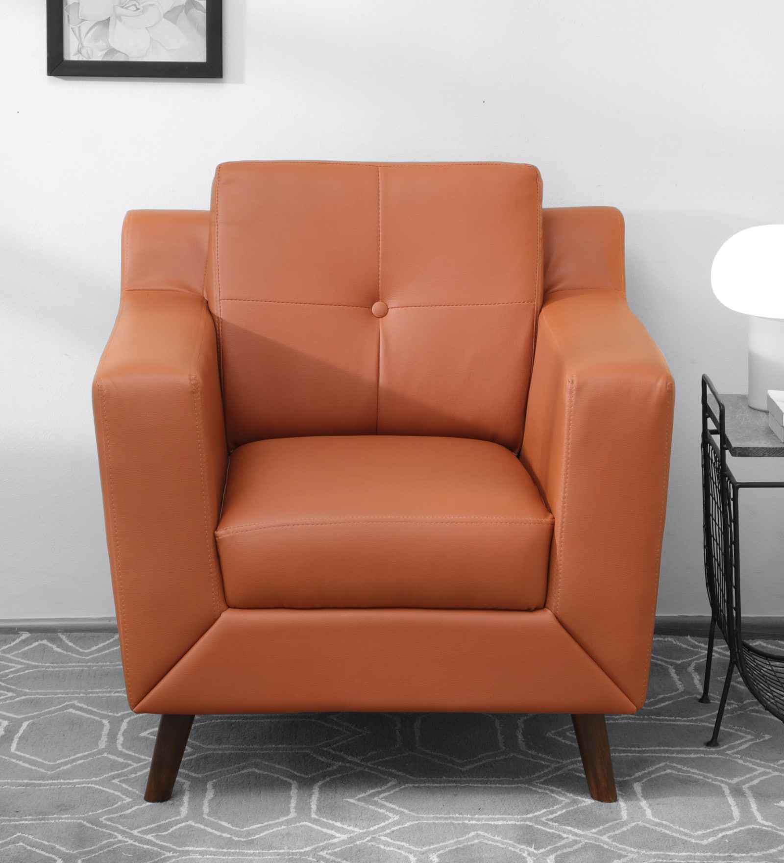 Amanda Leatherette 1 Seater Sofa In Tan Colour