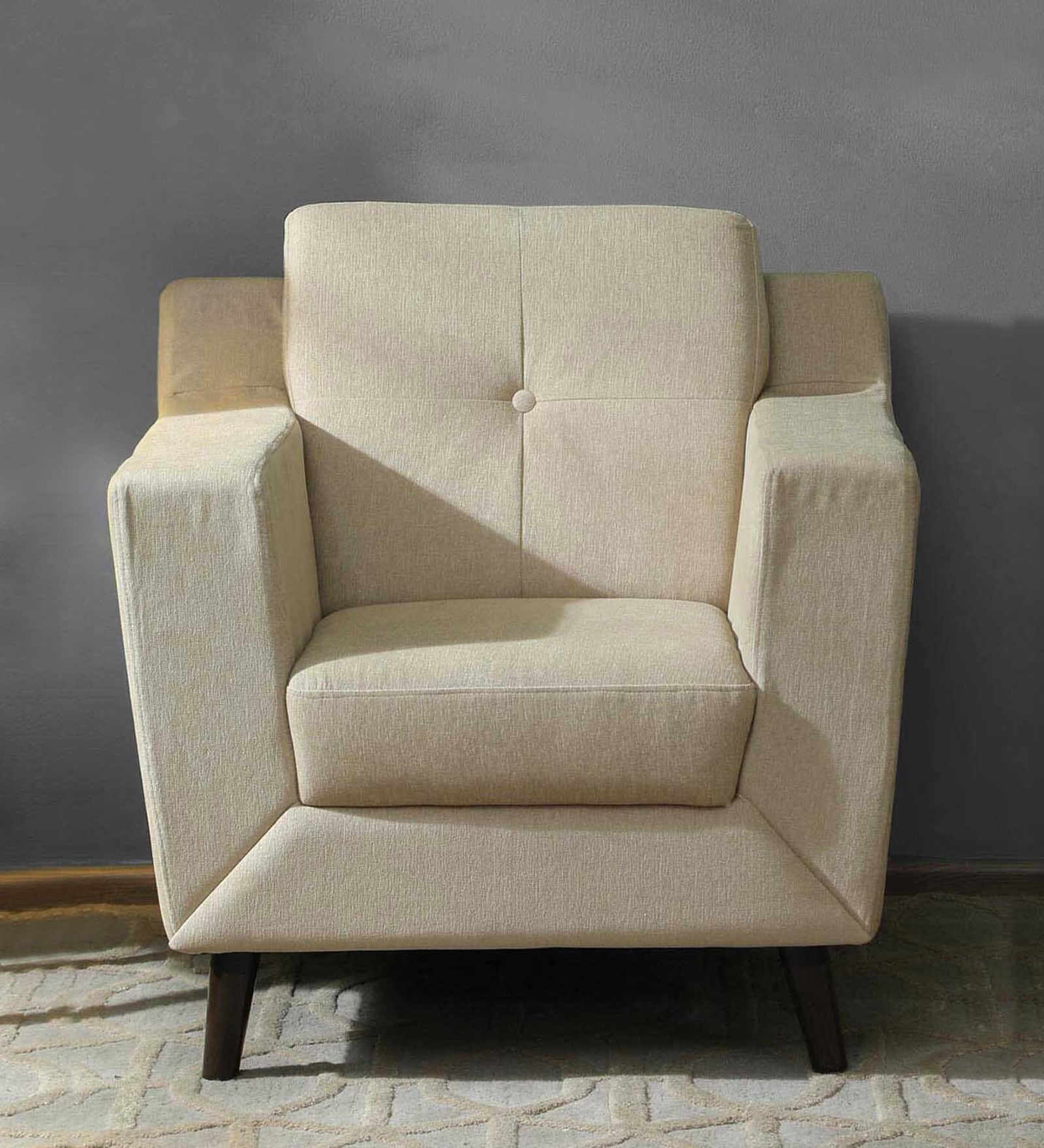 Amanda Fabric 1 Seater Sofa In Beige Colour