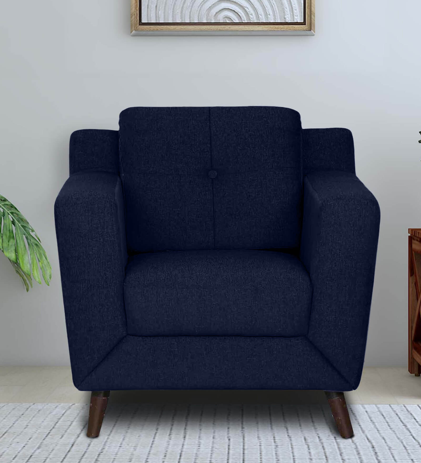 Amanda Velvet 1 Seater Sofa In Royal Blue Colour
