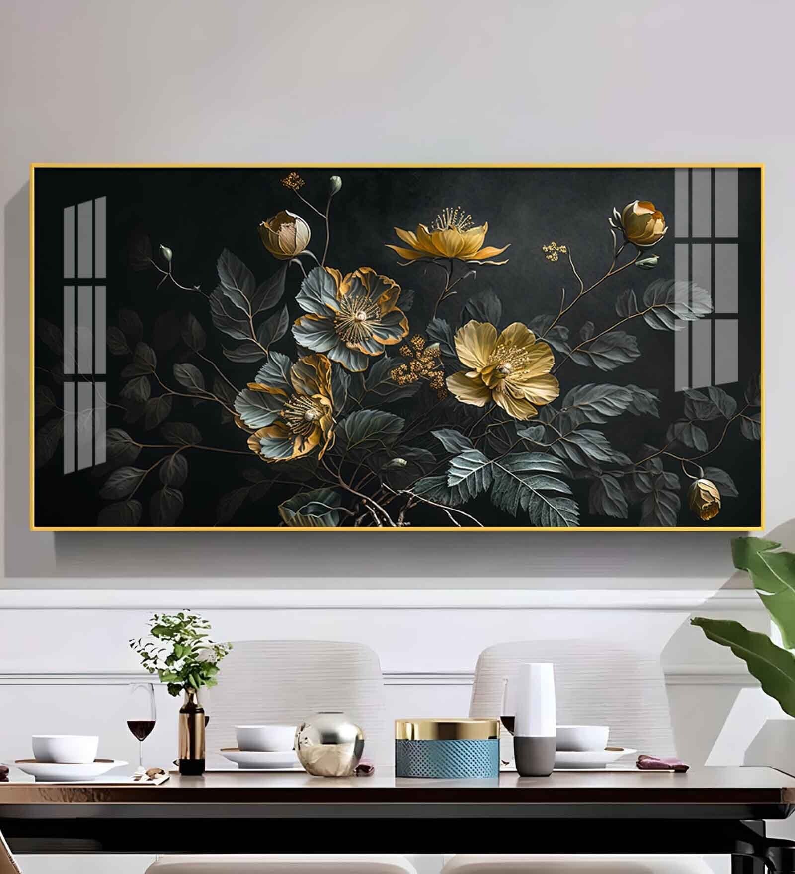 Amazing Flower Blooming Glass Finish Horizontal Wall Art
