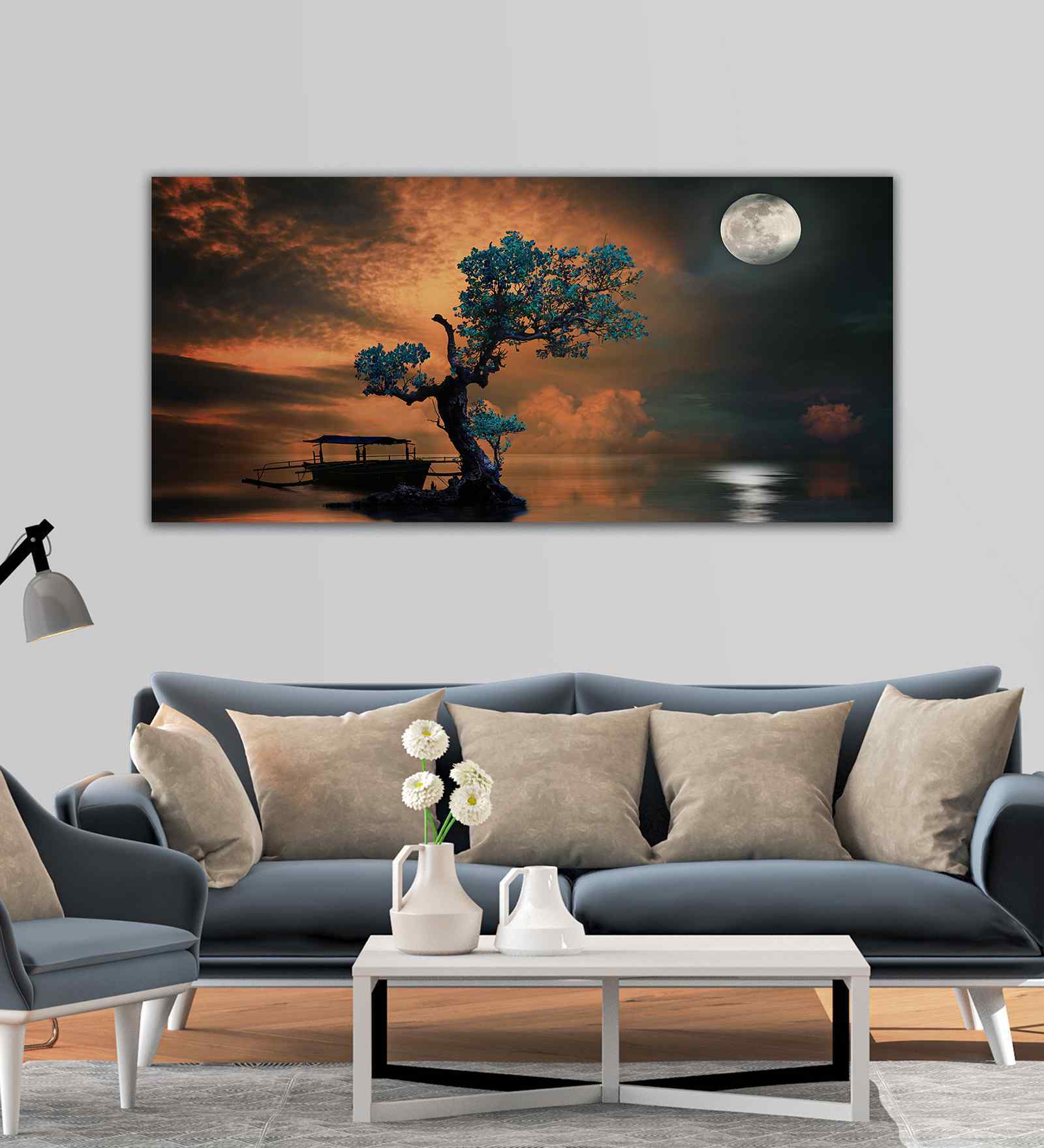 Amazing Tree Under The Moonlight Premium Wall Painting