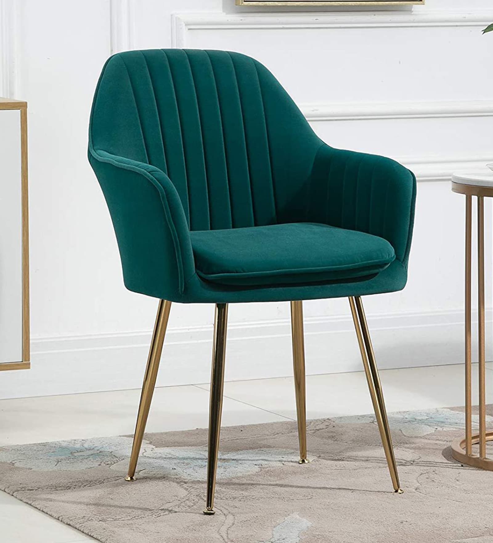 Buy Ambar Velvet Dining Chair in Dark Green Colour at 100% OFF by Finch ...