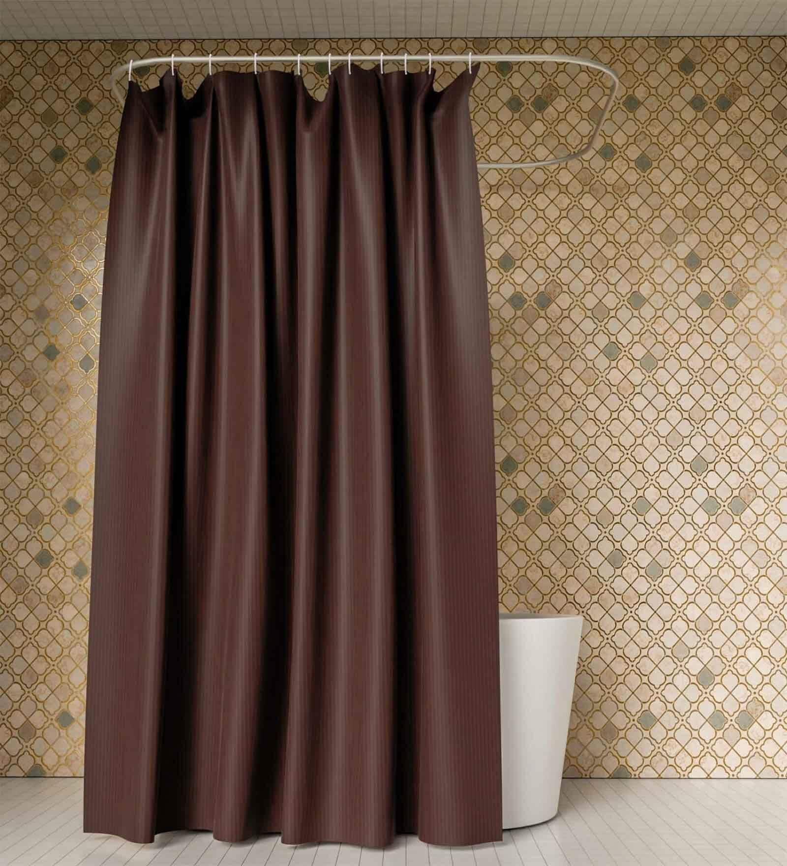 Brown PVC Solid 7ft Blackout Eyelet Shower Curtain