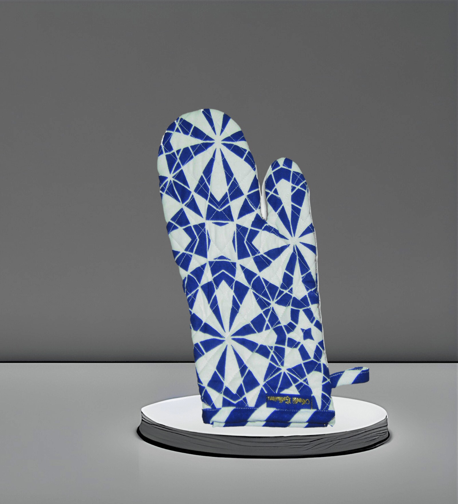 Blue & White Cotton Heat Resistant Oven Gloves