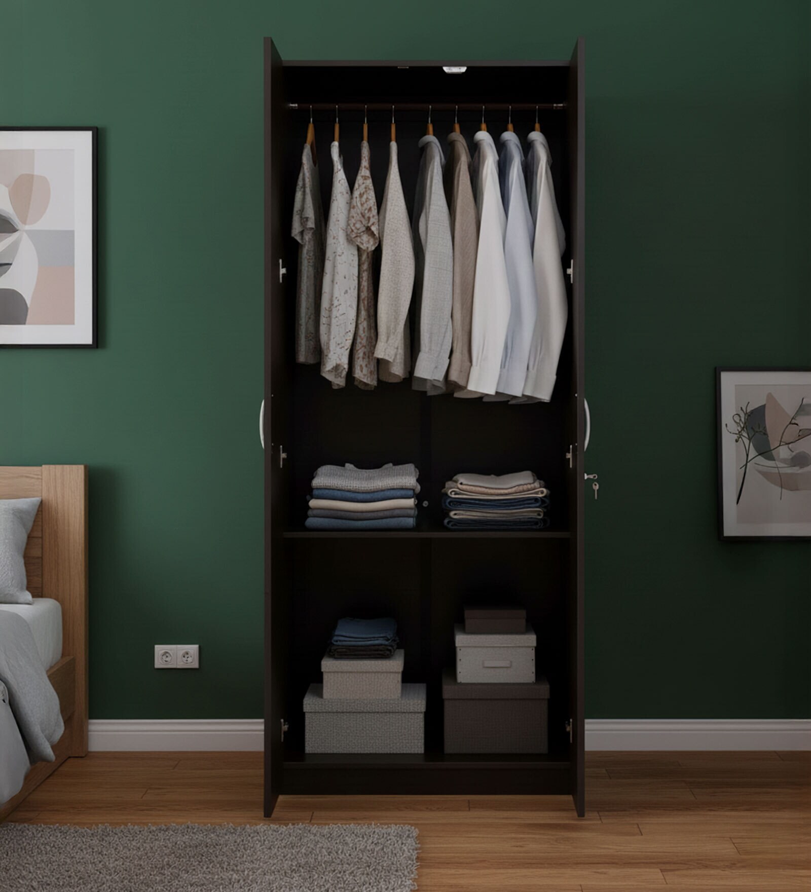 Amber 2 Door Wardrobe In Wenge Finish With Lock