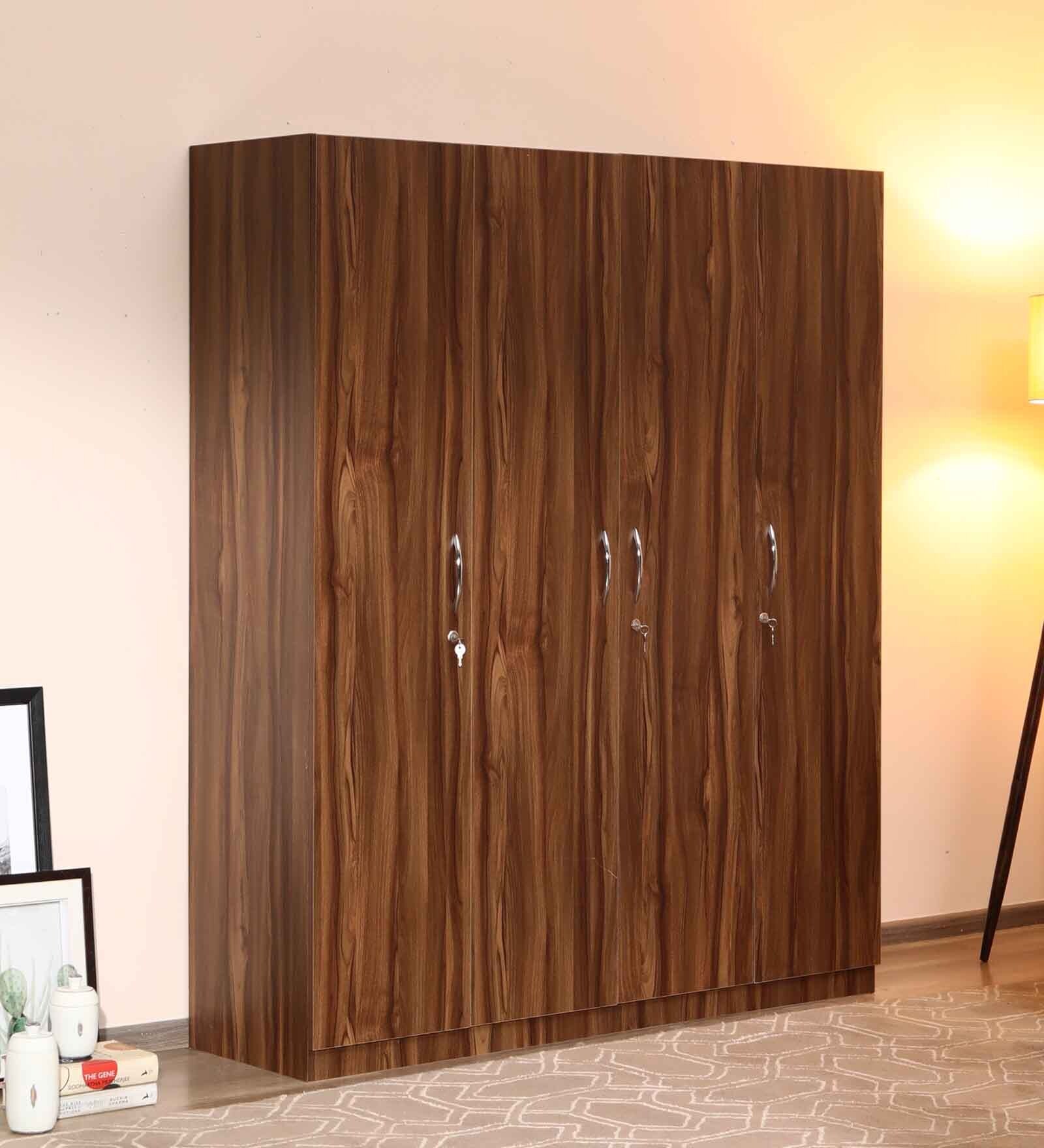 Amber 4 Door Wardrobe in Walnut Finish Amber 4 Door Wardrobe in Walnut Finish