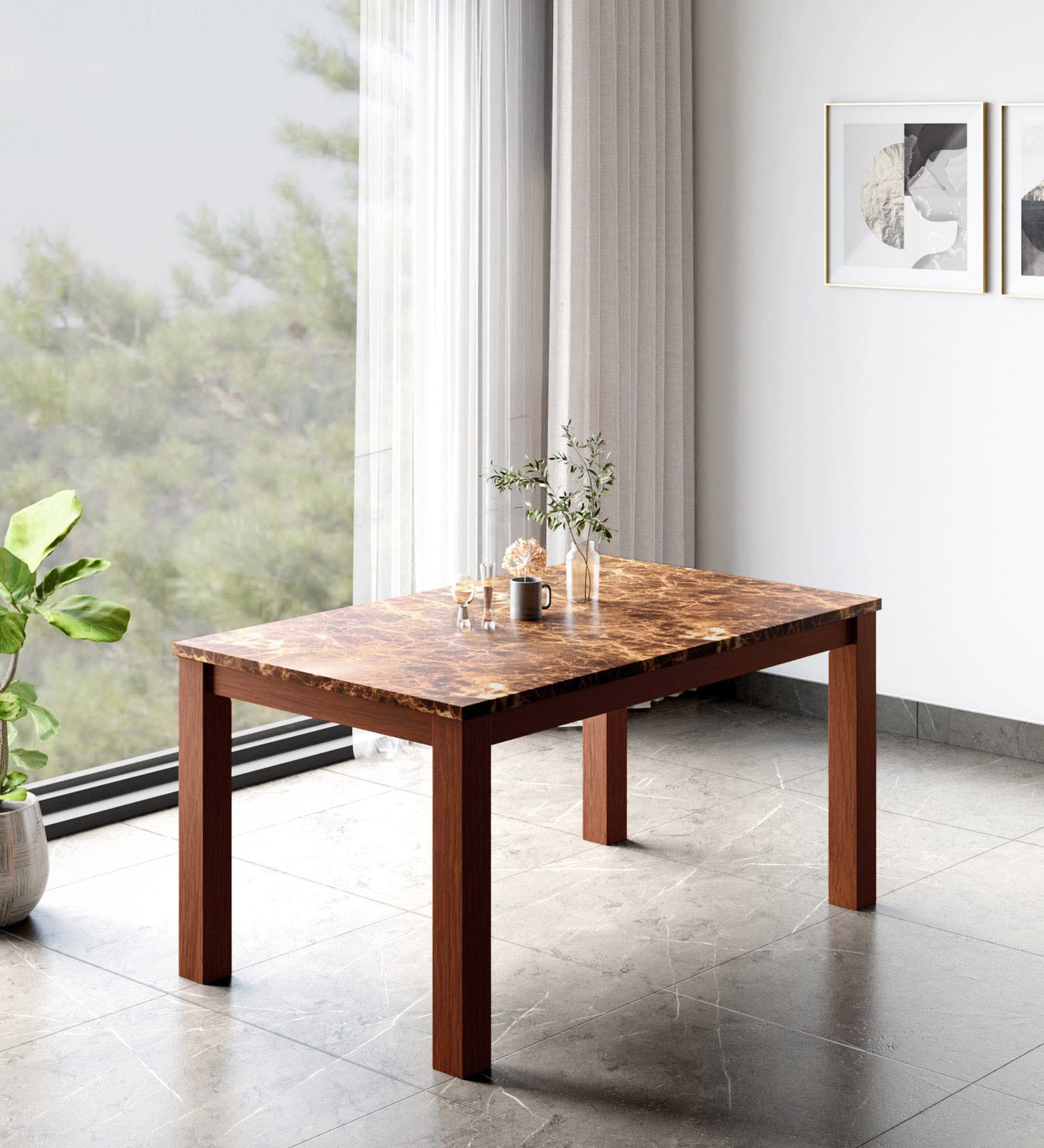 Amber 6 Seater Dining Table in Cappuccino Colour