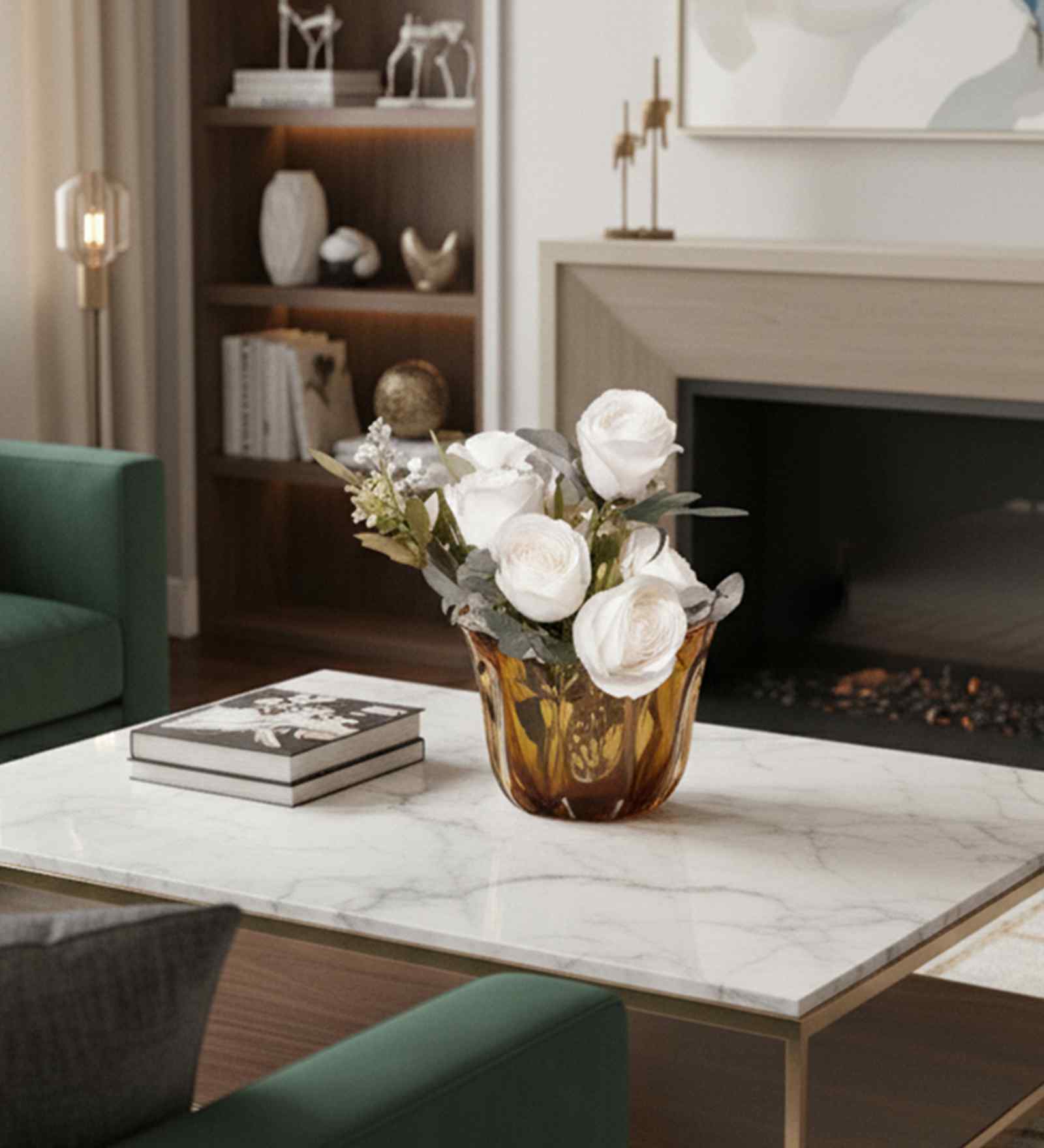 Amber Bloom Glass Vase