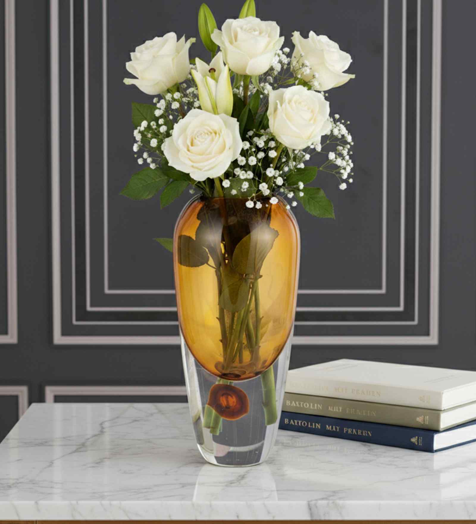 Amber Cased Luxe Glass Vase