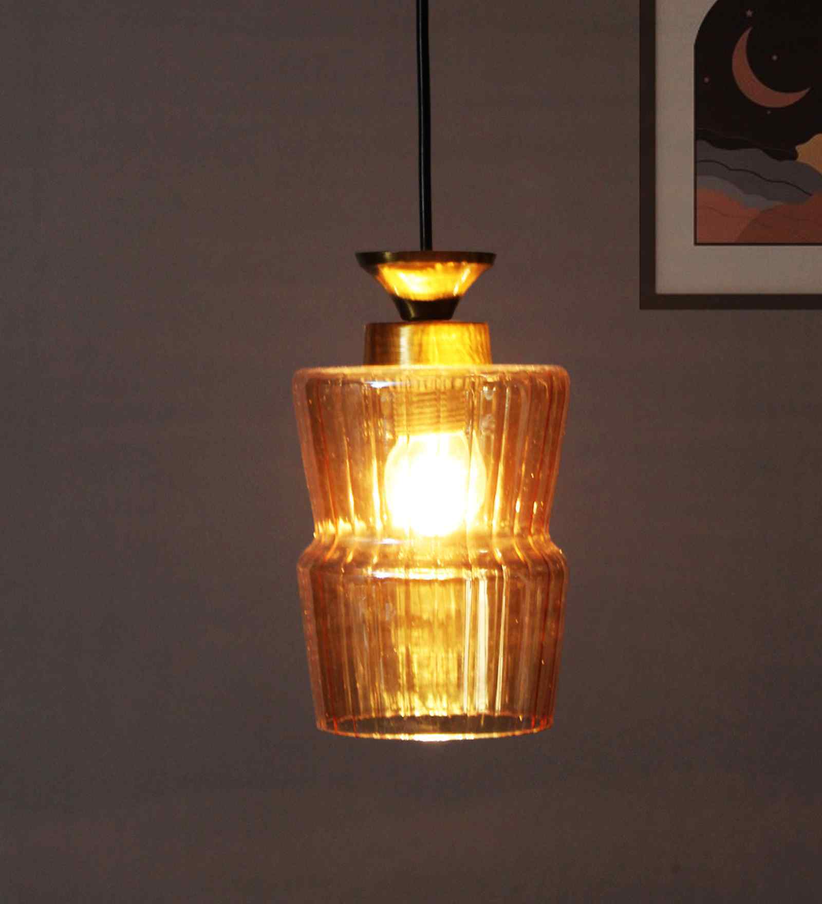 Amber Crest Glass Pendant