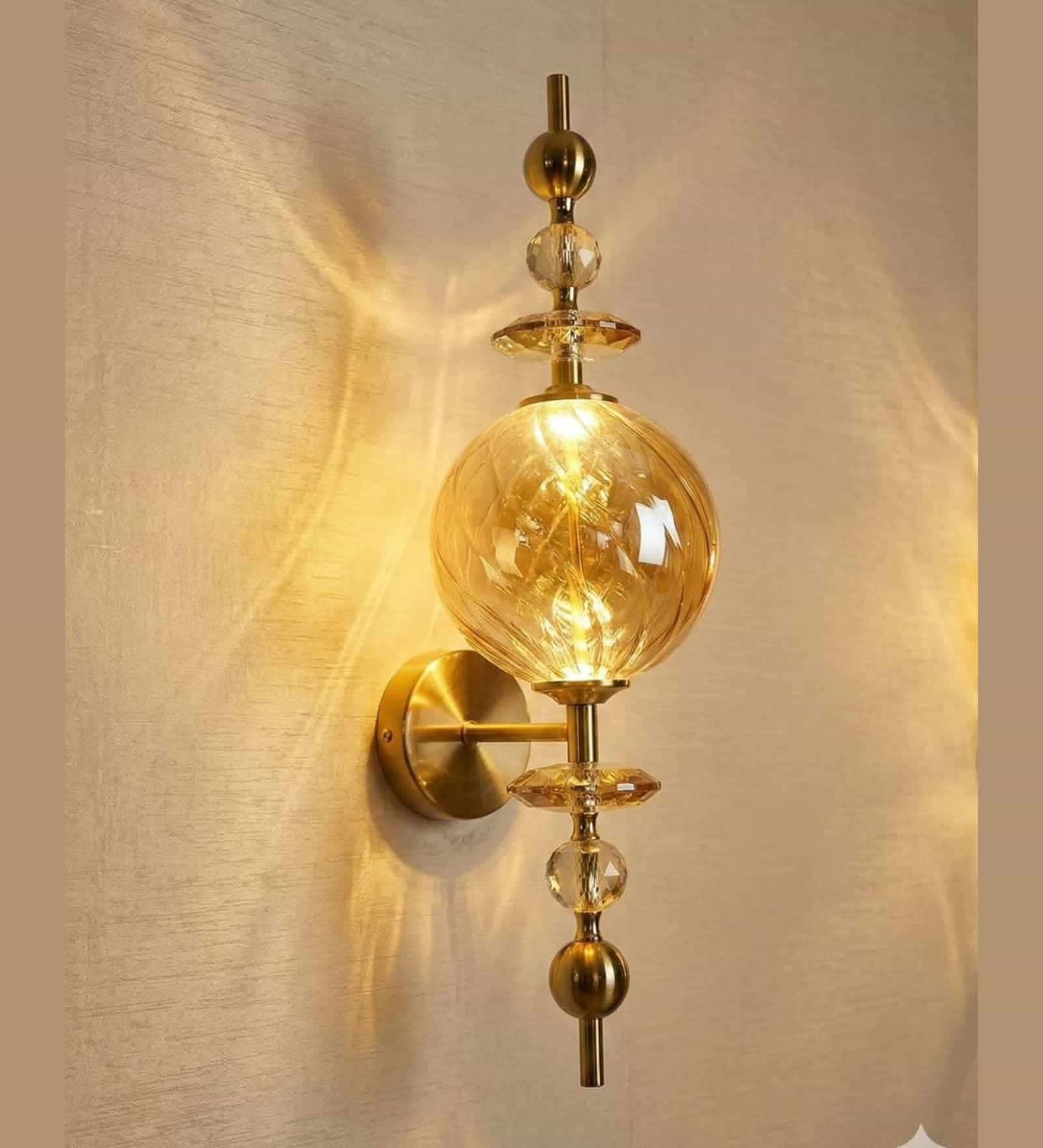 Amber Crystal Glass Wall Light