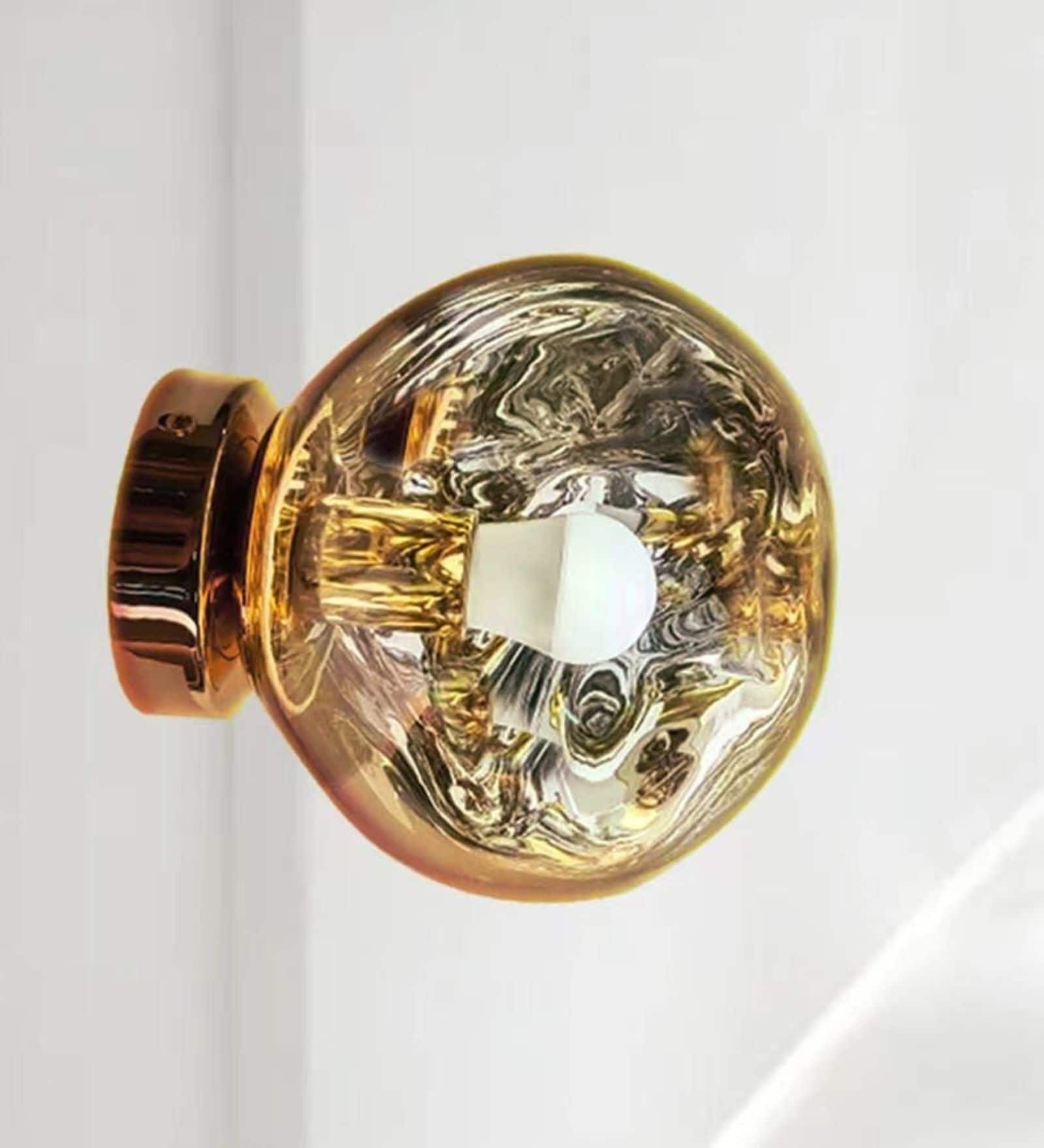 Amber Glass Globe Decorative Wall Light with Warm Glow