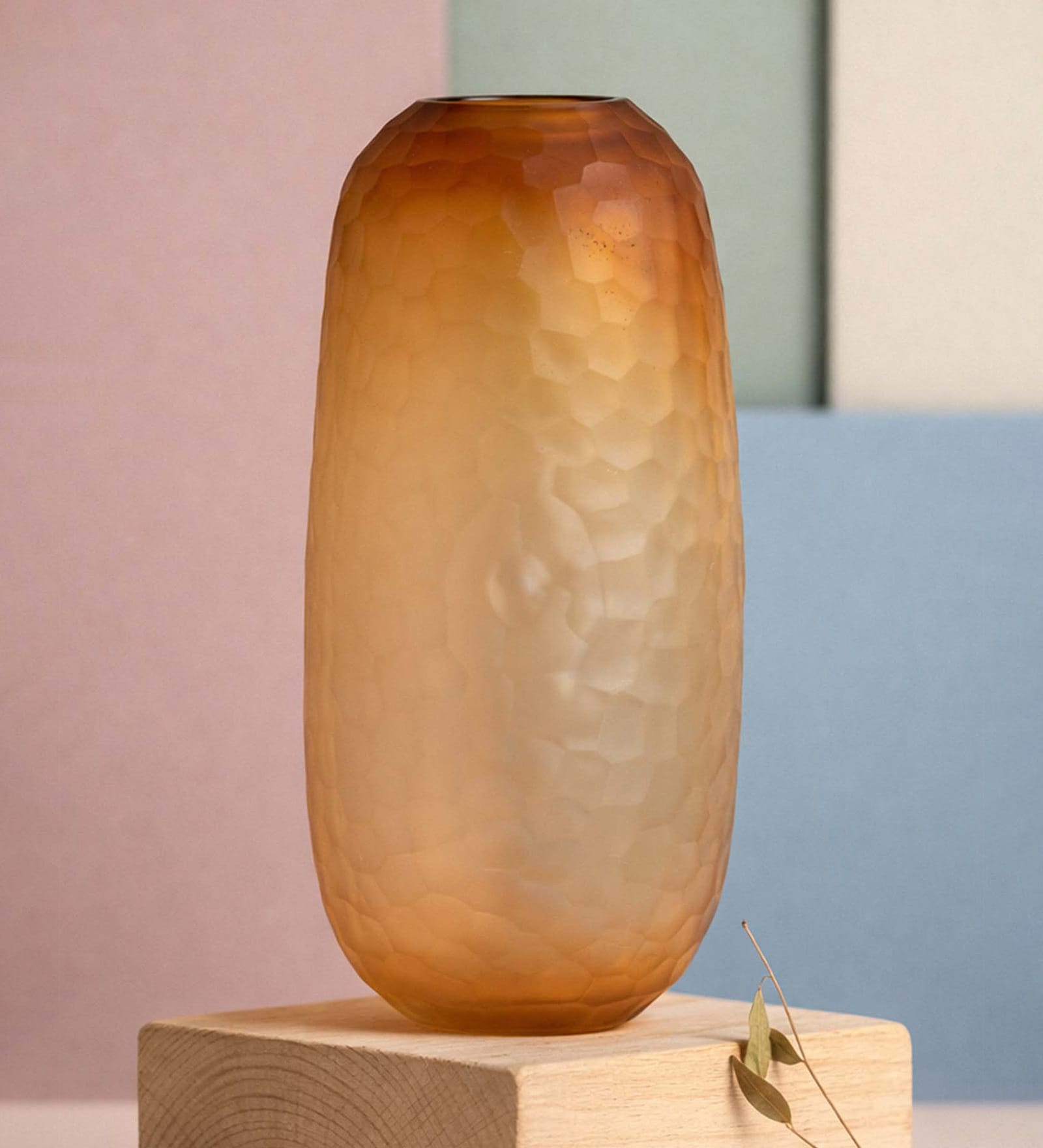 Amber Glow Glass Vase