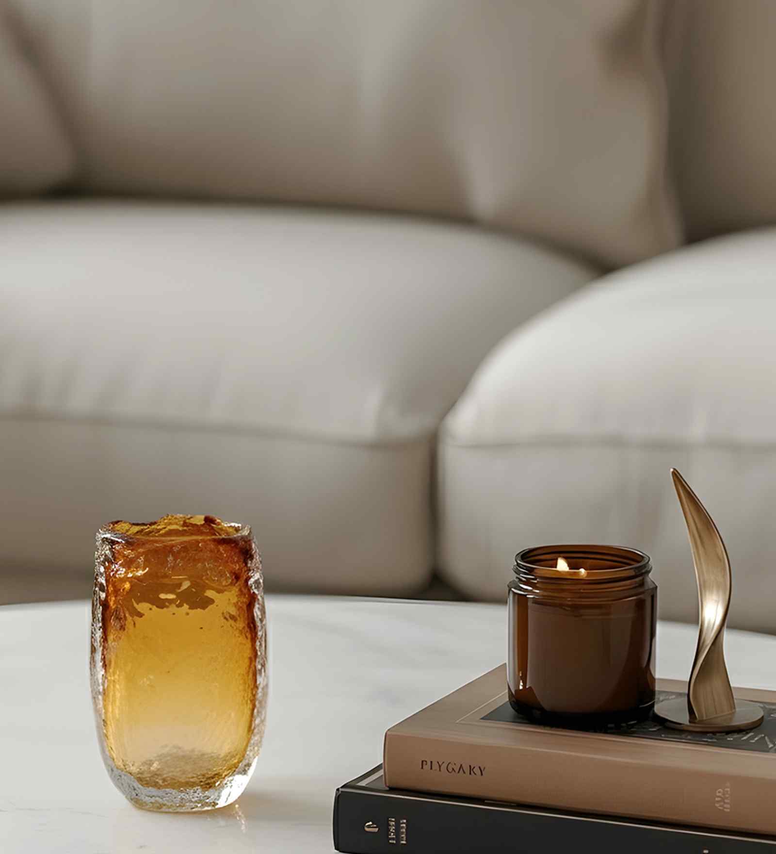 Amber Ice Glass Vase L