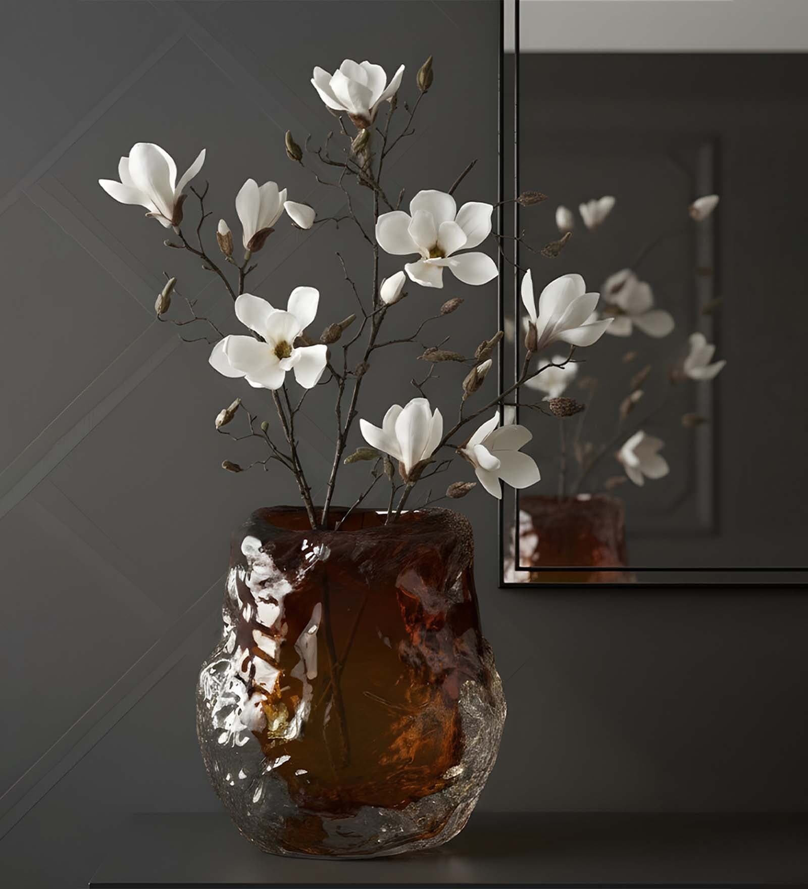 Amber Ice Glass Vase S
