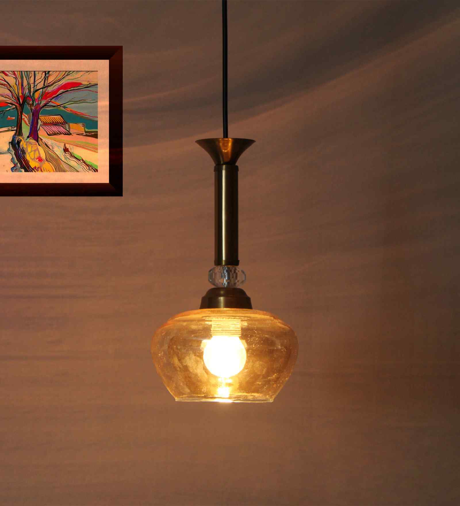 Amber Kachori Glass Hanging Lamp