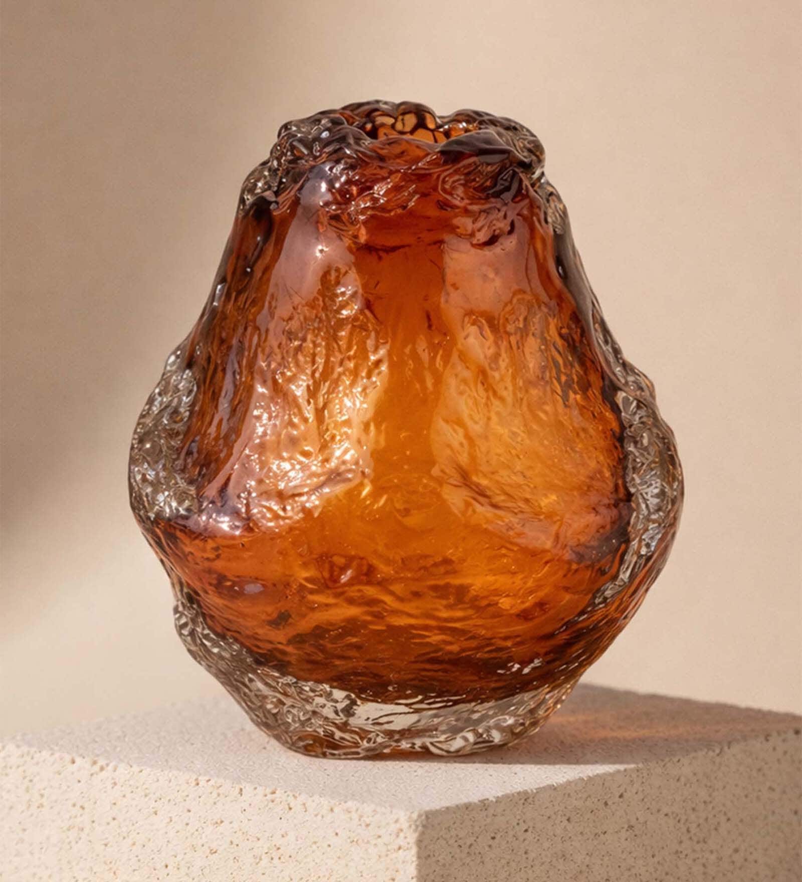 Amber Lava Glass Glass Vase