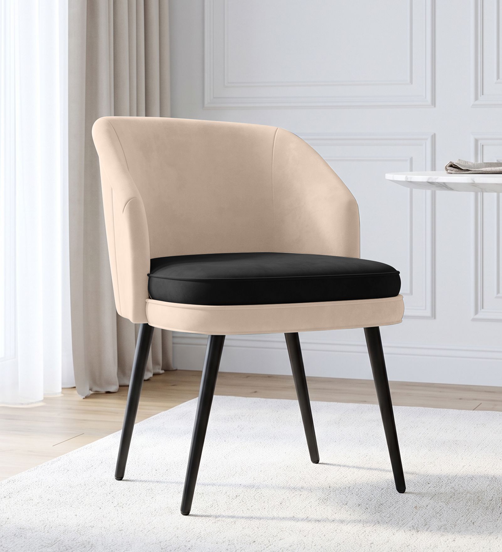 Amber Noir Dining Chair In Beige Colour