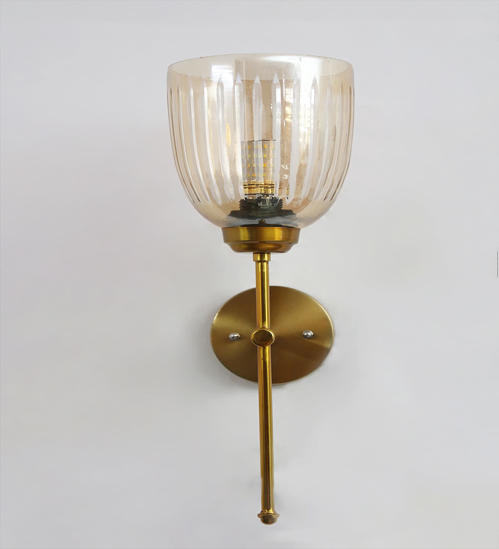 Amber Ribbed Glass Wall Sconce