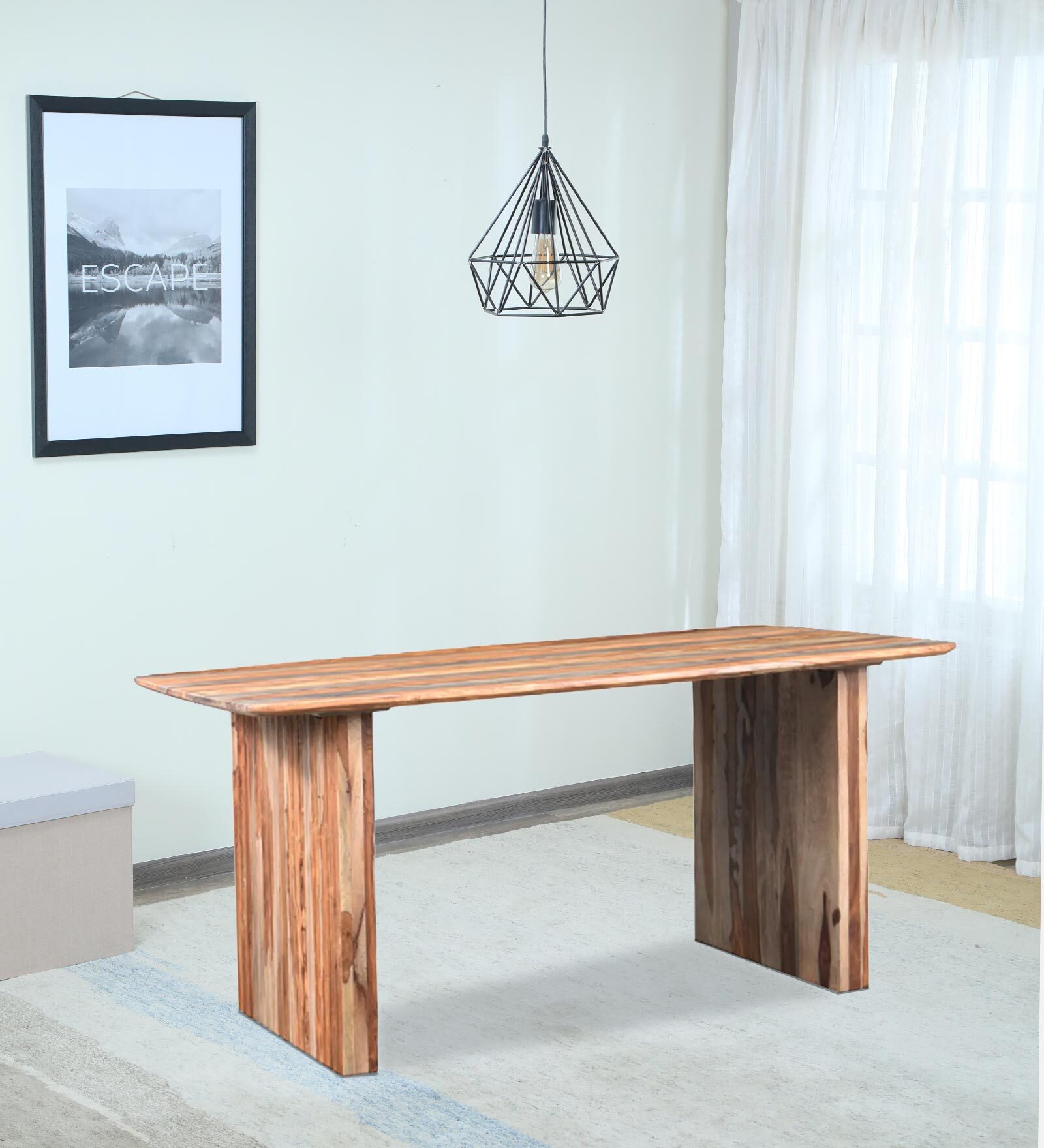 Amber 6 Seater Dining Table in Light Brown Colour