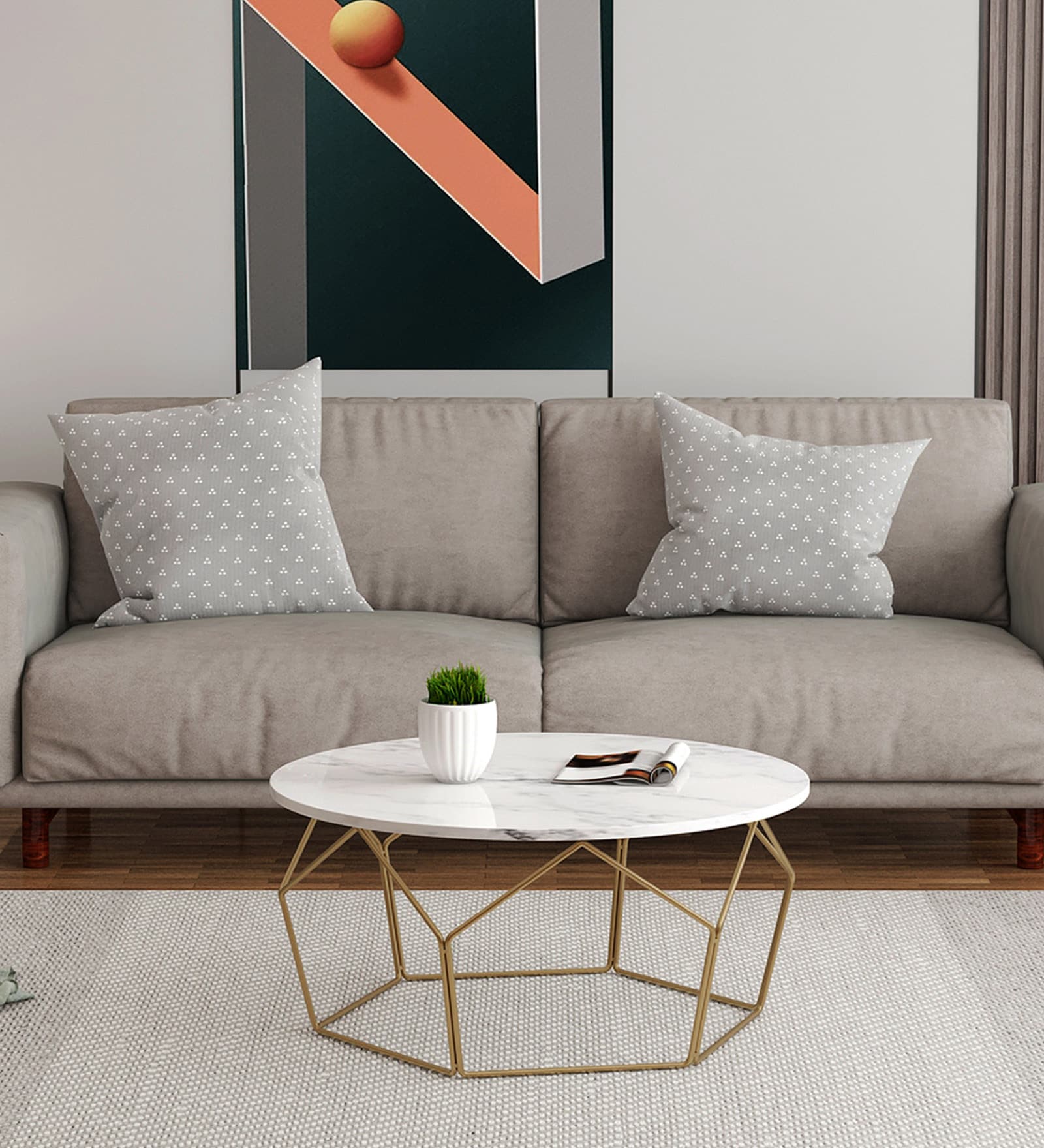 Amberly Metal Coffee Table in White Colour