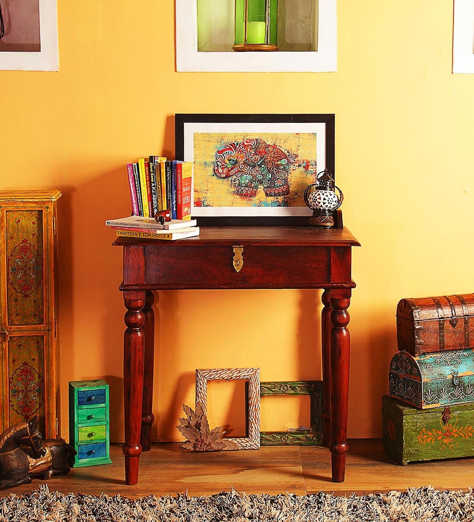 Amble Study & Laptop Table in Honey Oak Finish