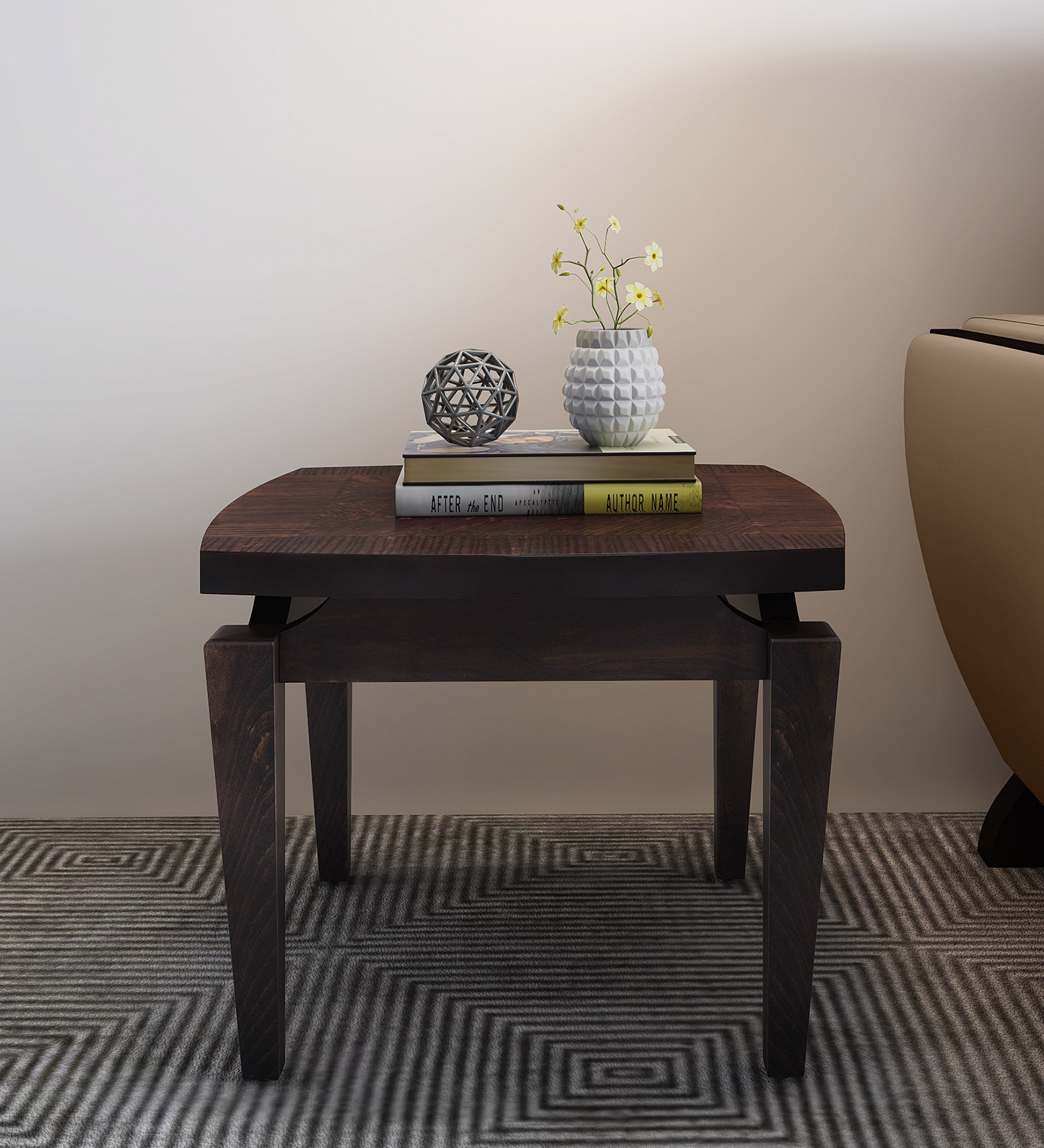 Ambrose Solid Wood End Table In Brown Finish