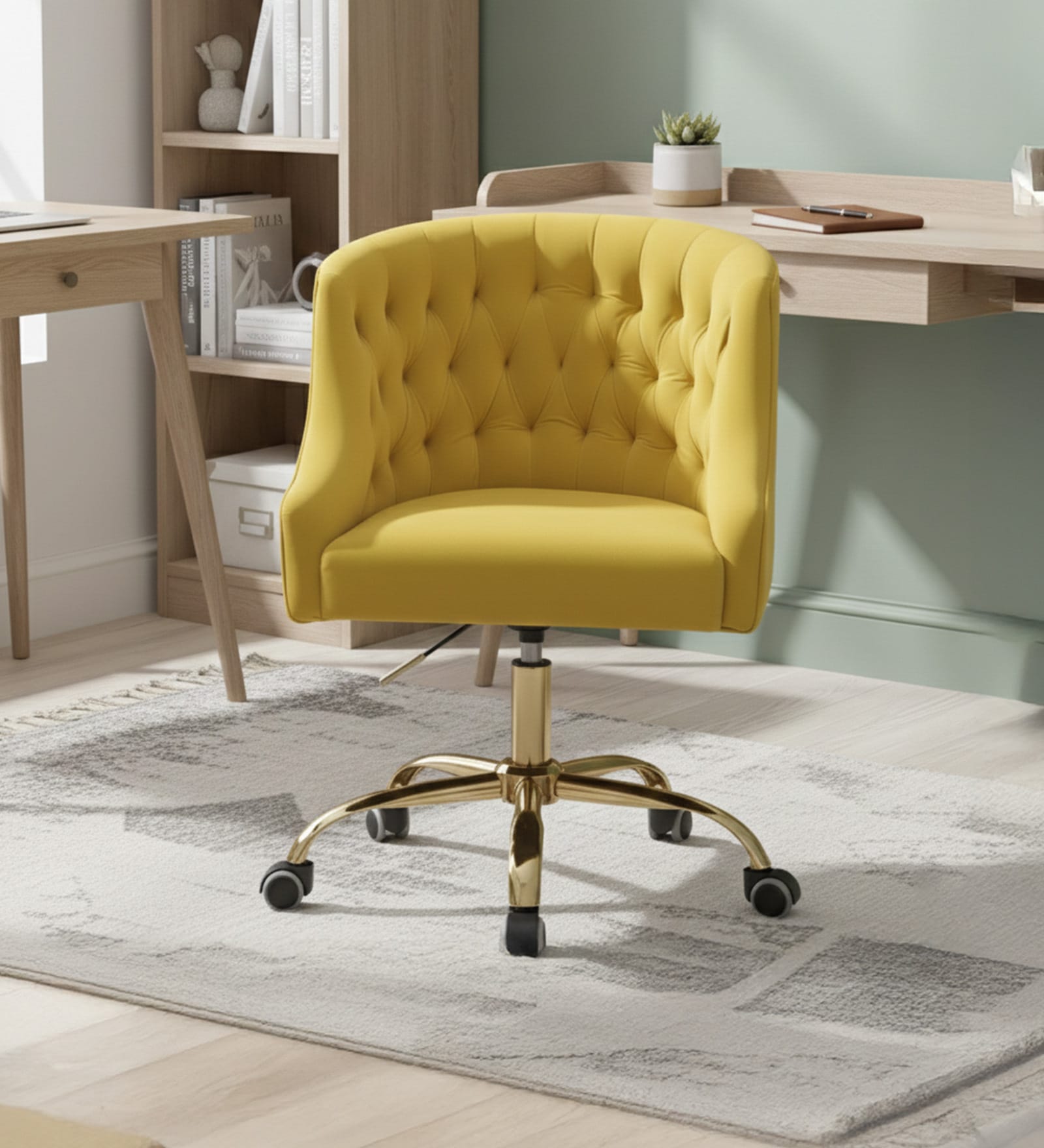 Ambulant Cocoon Velvet Guest Chairs In Yellow  Colour