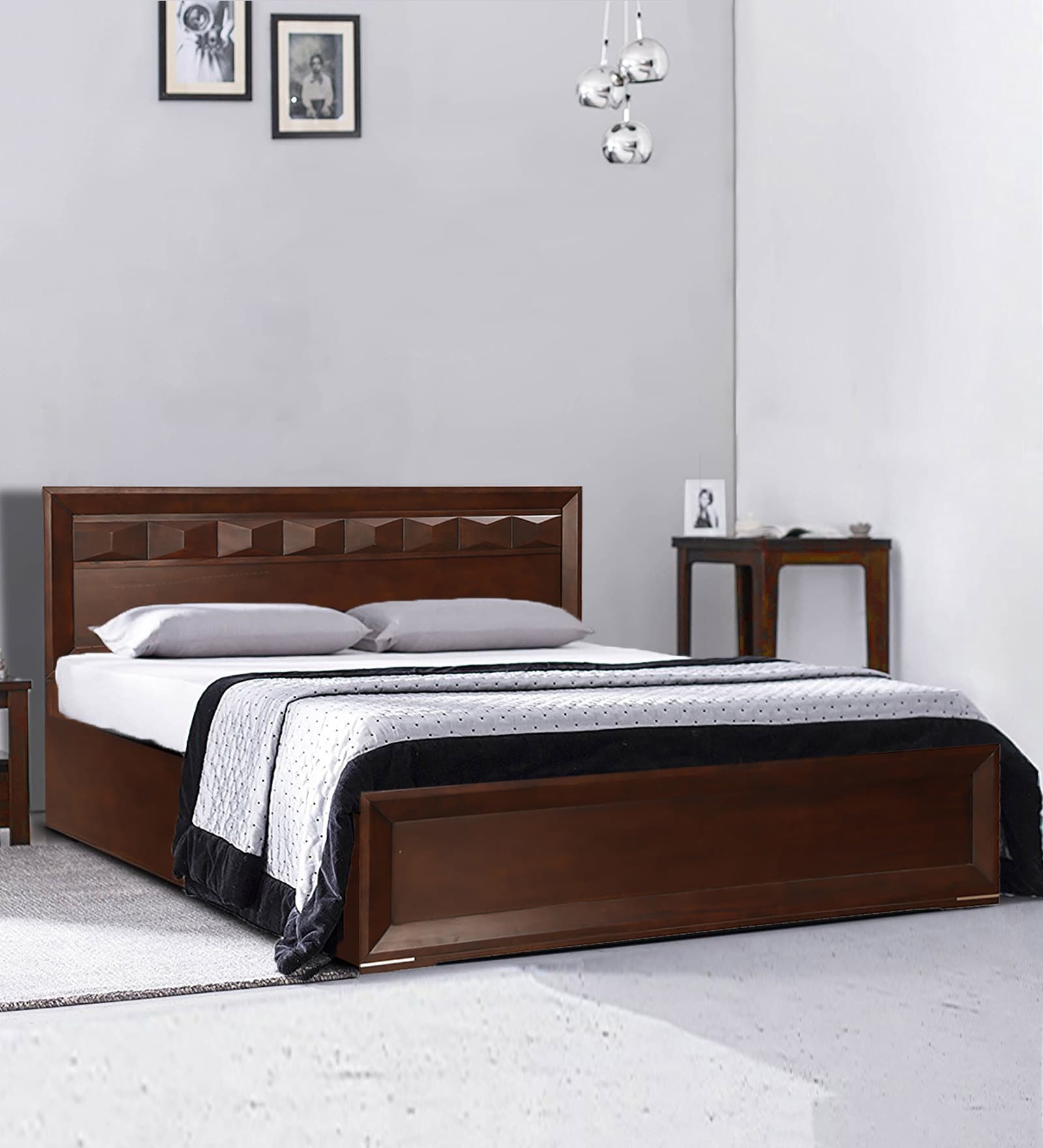 Buy Amelia Queen Size Bed with Storage in Brown Finish at 73 OFF by