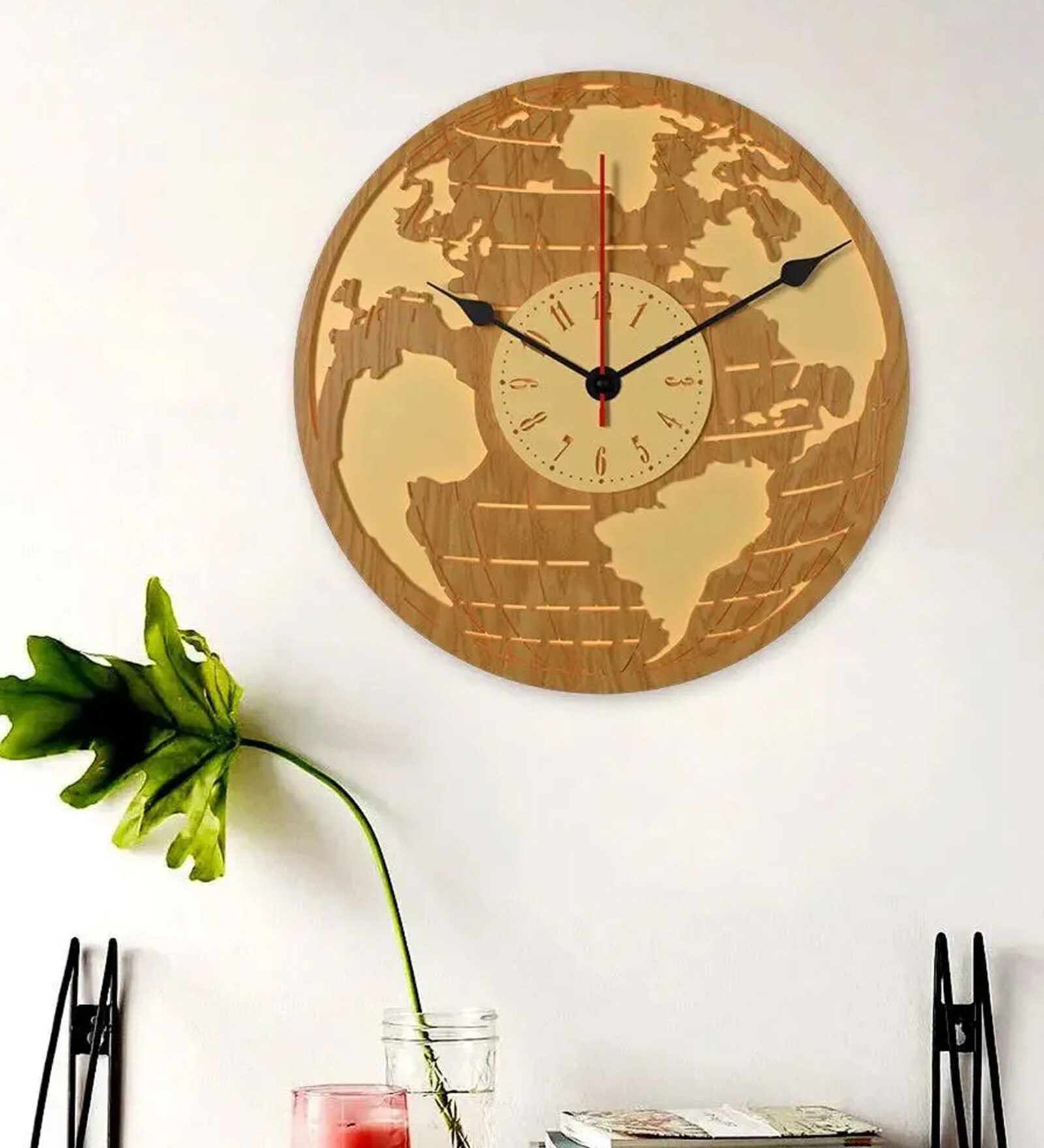 Amen Engineered Wood Natural Wall Clock