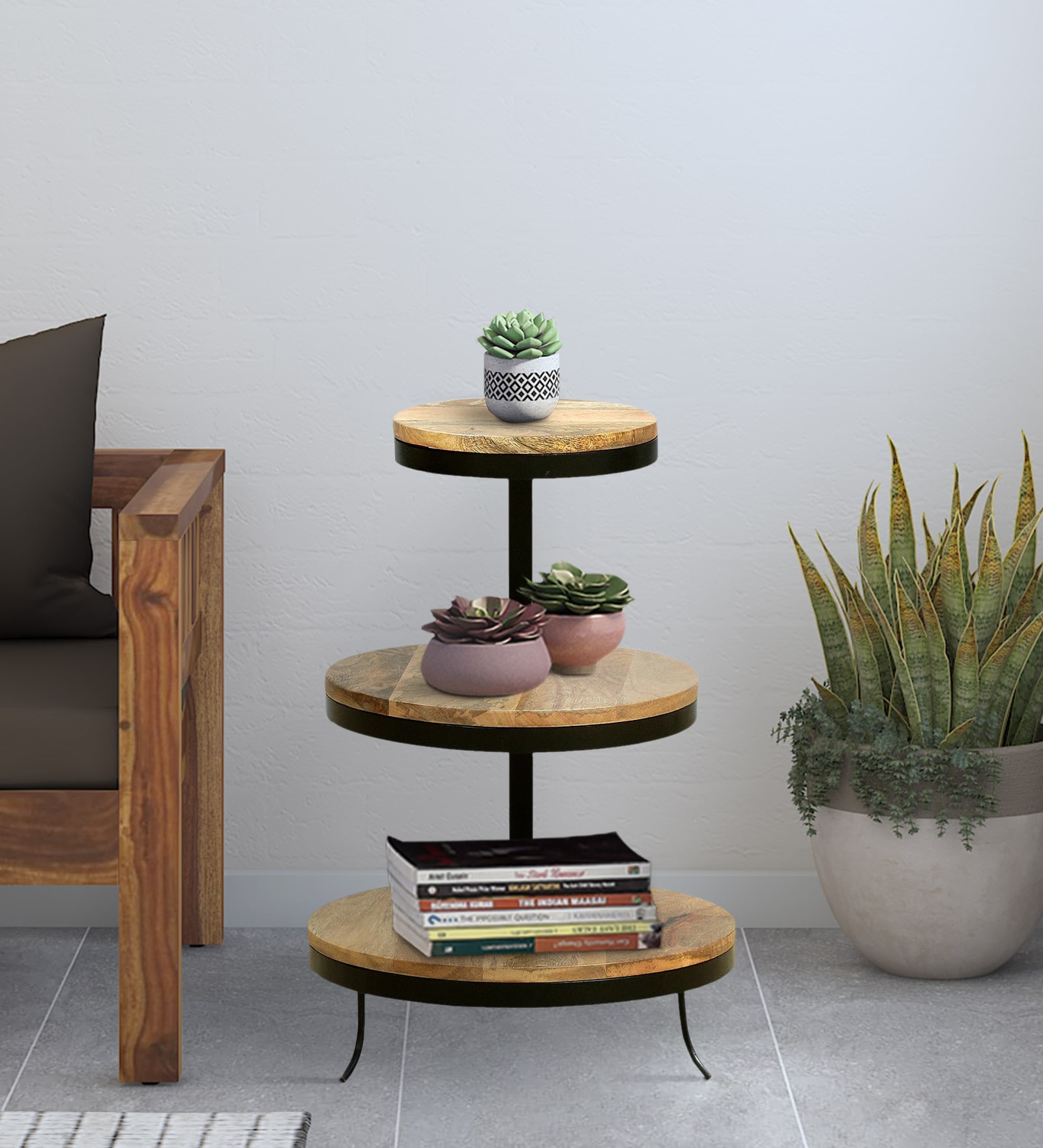 Amerado Solid Wood End Table In Natural Finish
